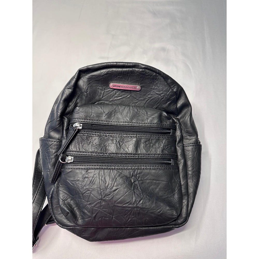 Stone Mountain USA Black Vegan Leather Convertible Mini Backpack Sling Bag